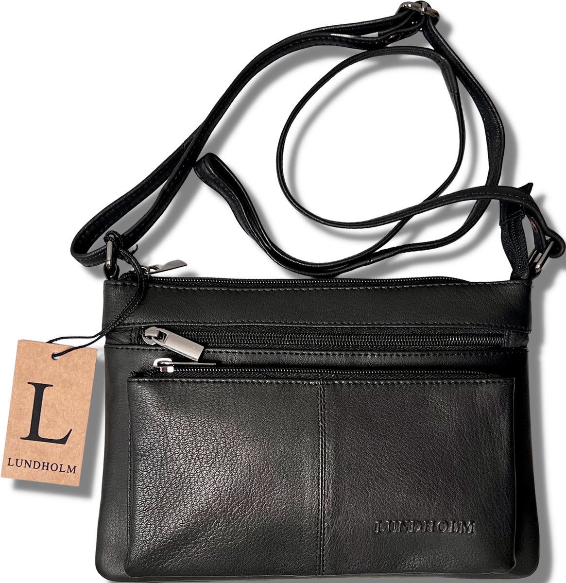 Lundholm leren schoudertas dames groot zwart - schoudertassen dames leer tas dames schoudertas | Lundholm Kopenhagen serie